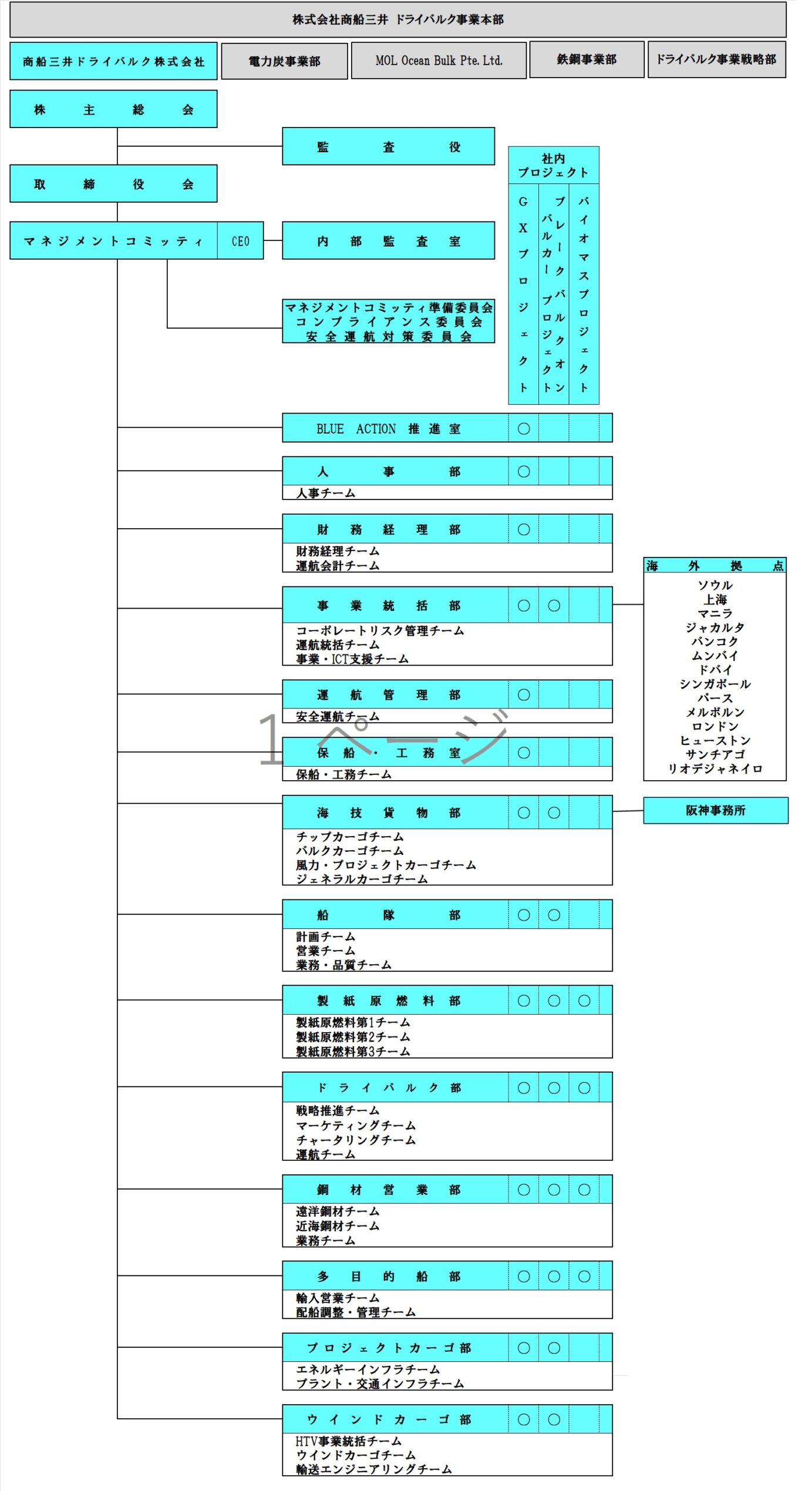 商船三井ドライバルク株式会社 組織図