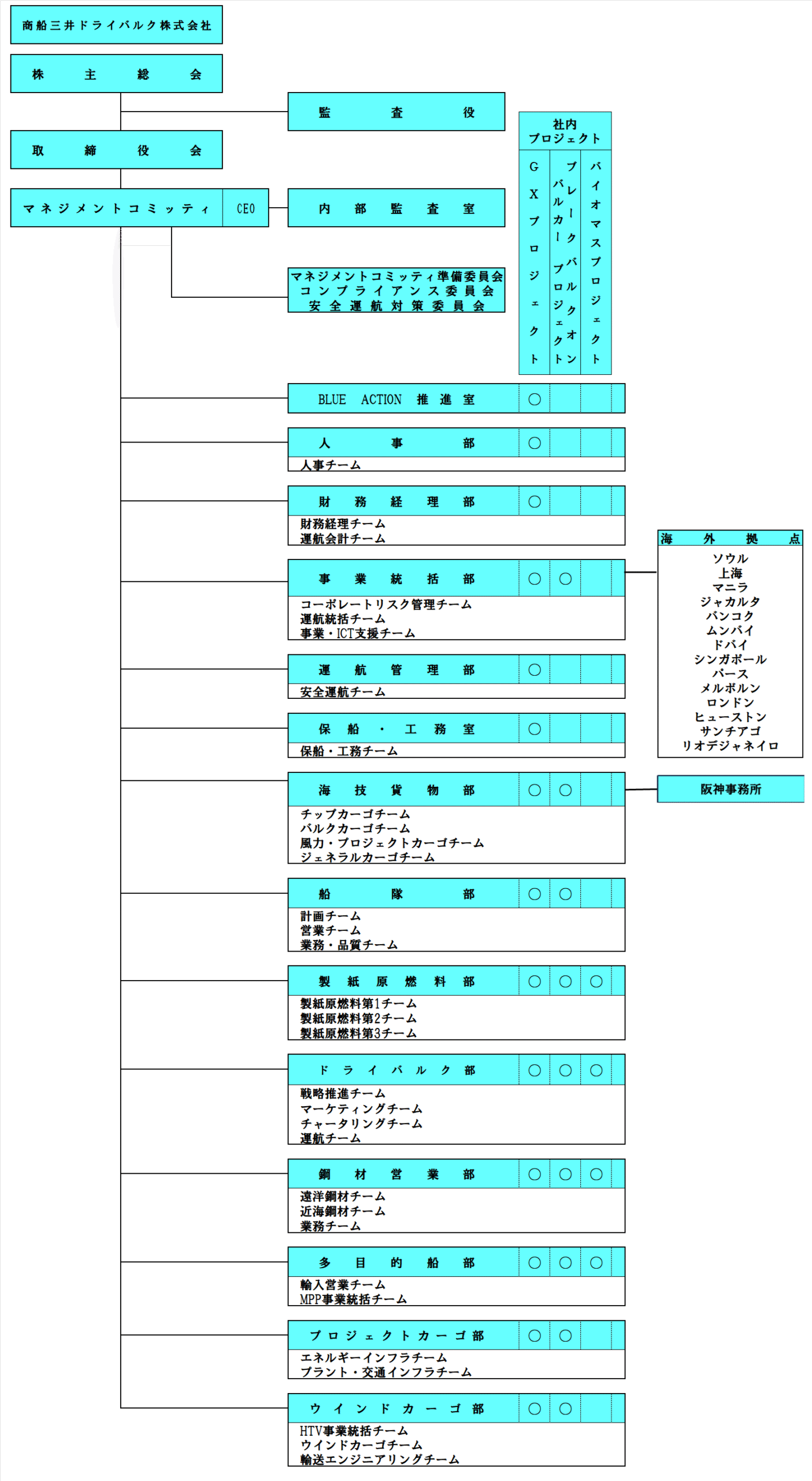 商船三井ドライバルク株式会社 組織図