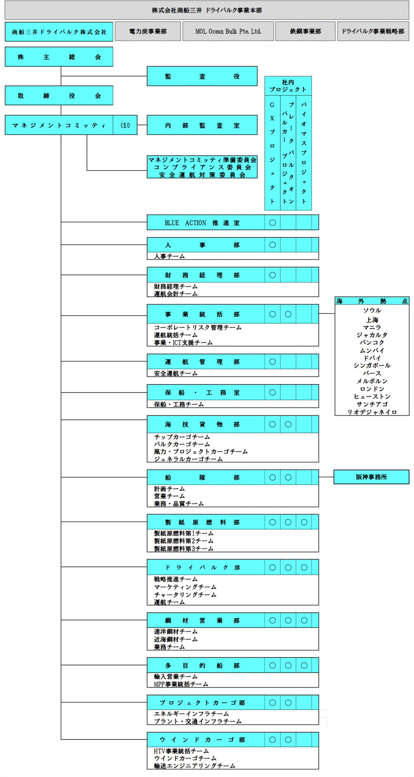 商船三井ドライバルク株式会社 組織図