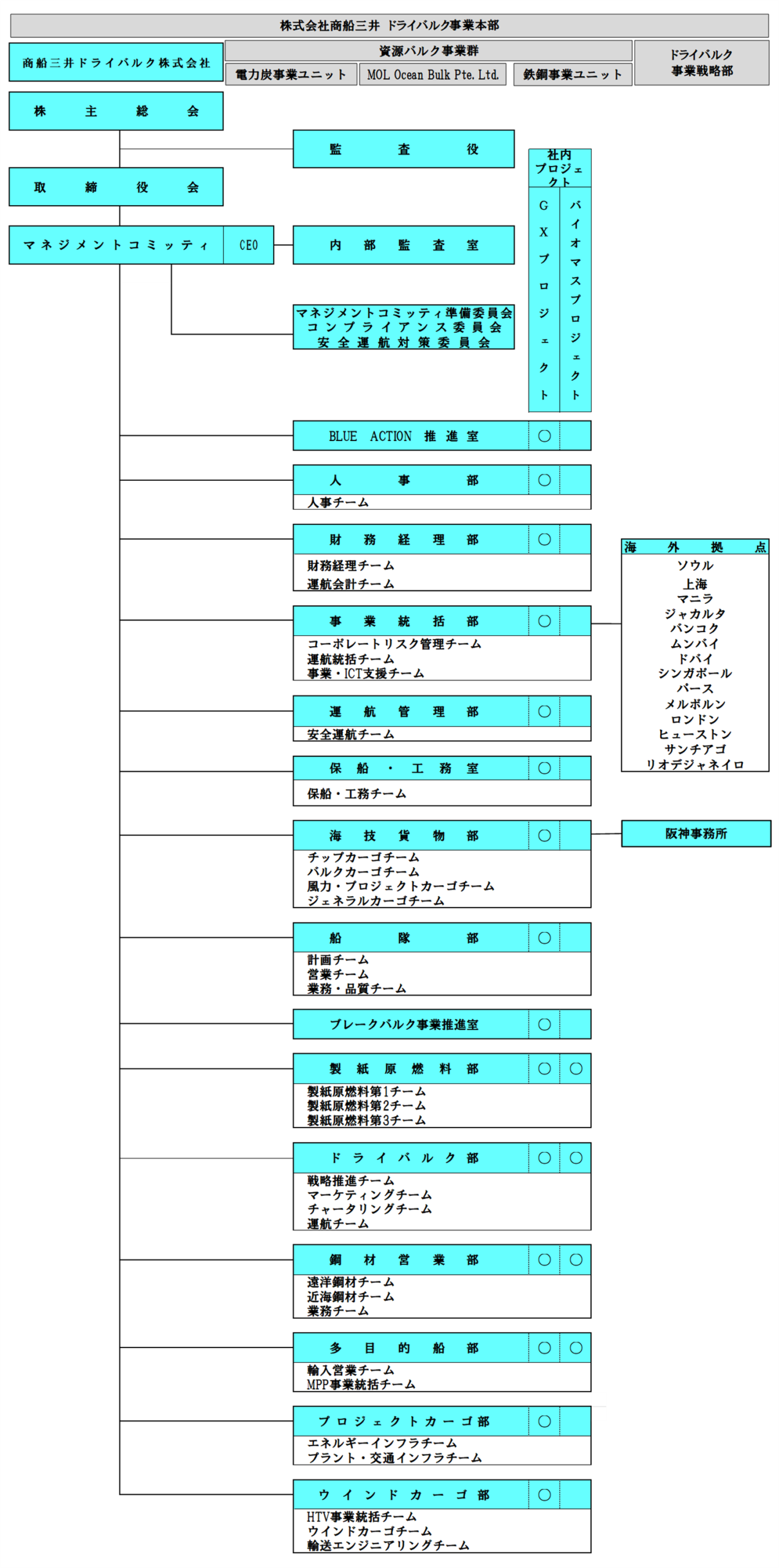 商船三井ドライバルク株式会社 組織図