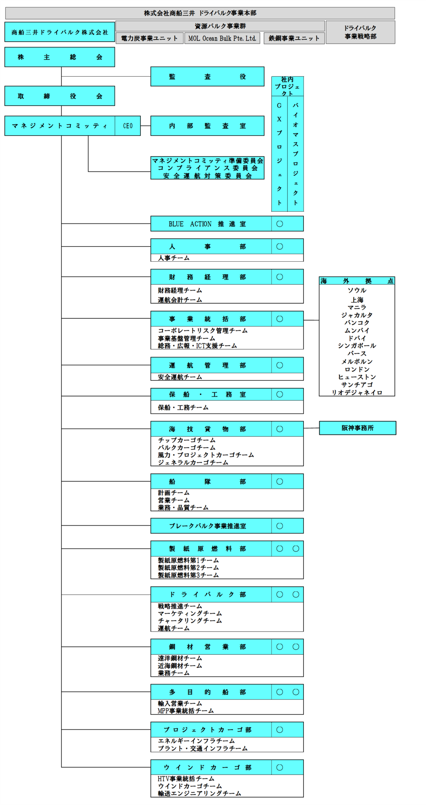 商船三井ドライバルク株式会社 組織図